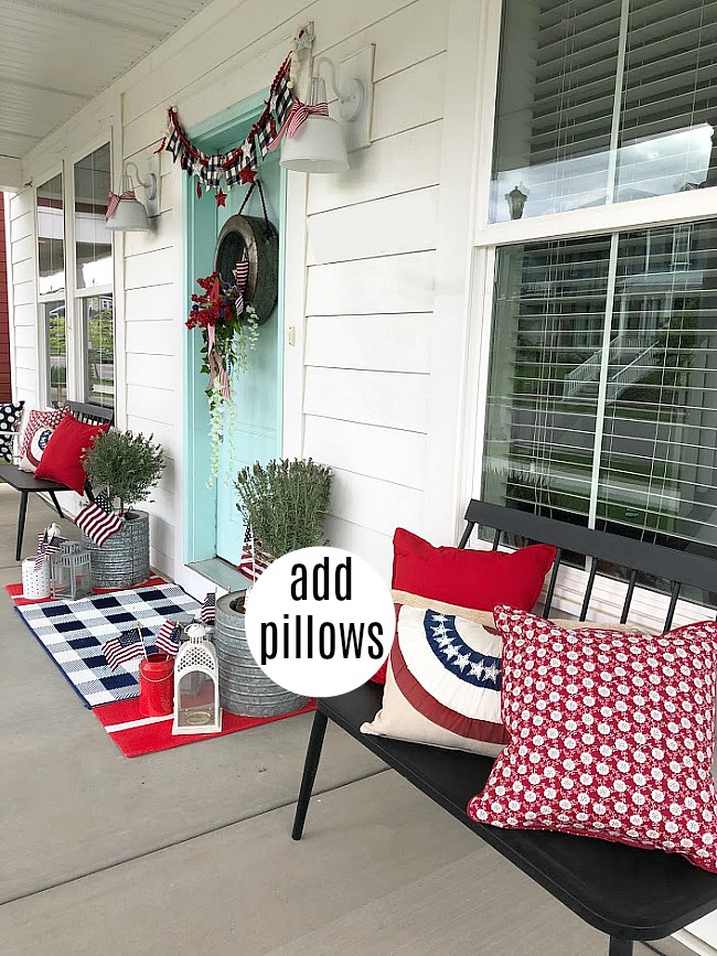 6 ways to decorate your porch for the Fourth of July! Celebrate the Fourth by adding some patriotic flair to the front of your home with these 6 easy ideas! 