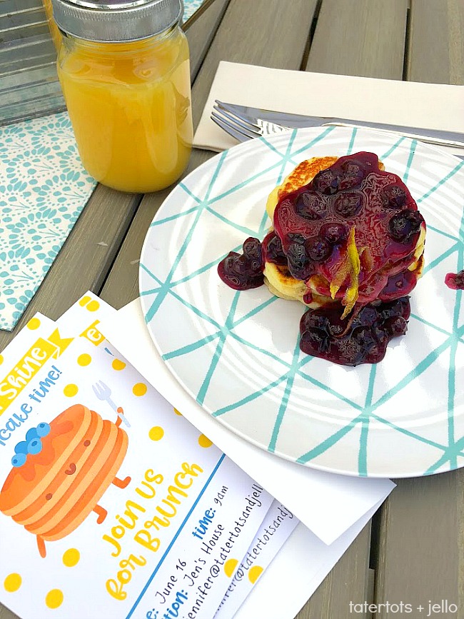 Throw a Kids' Pancake Party + Lemon Ricotta Pancakes with Homemade Blueberry Sauce! Celebrate summer by cooking up these delicious Lemon Ricotta Pancakes with Homemade Blueberry Sauce. Grab the recipe and printable party invitations, posters and banner. It's the perfect kids' birthday or Summer party idea! 