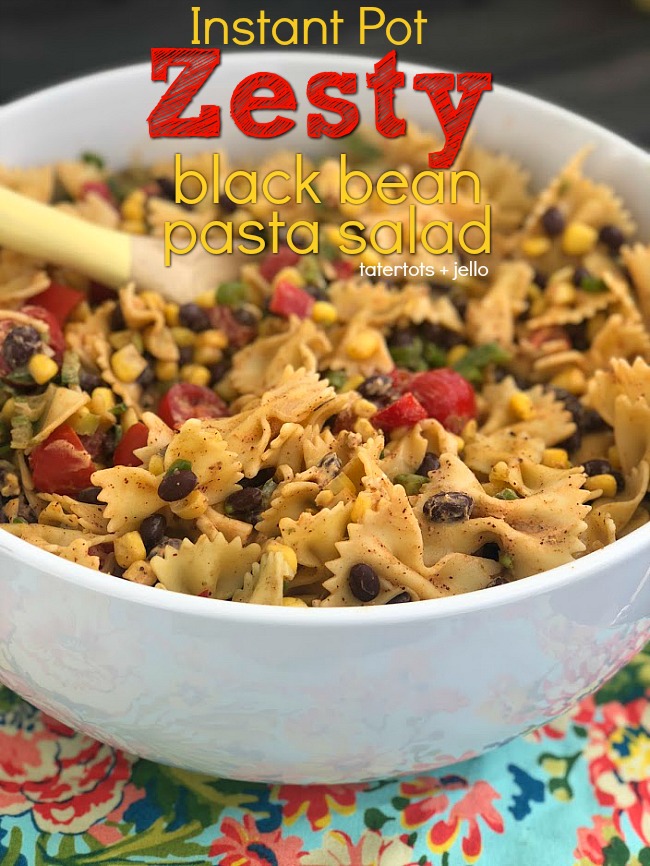 Instant Pot Zesty Mexican Black Bean Pasta Salad is the perfect pasta salad to make for any summer occasion. A creamy, flavorful sauce blends pasta, fresh veggies, corn, green chilis and black beans. 