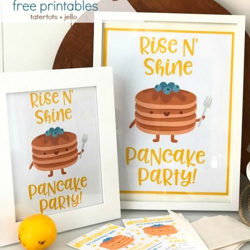 Celebrate summer with a Kids Pancake Party! Grill pancakes outside, create a pancake topping station and grab the free Pancake invitations, banner, poster printables! Everything you need for the ULTIMATE summer party! 