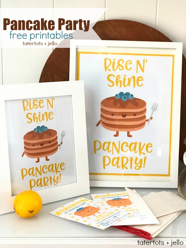 Celebrate summer with a Kids Pancake Party! Grill pancakes outside, create a pancake topping station and grab the free Pancake invitations, banner, poster printables! Everything you need for the ULTIMATE summer party! 