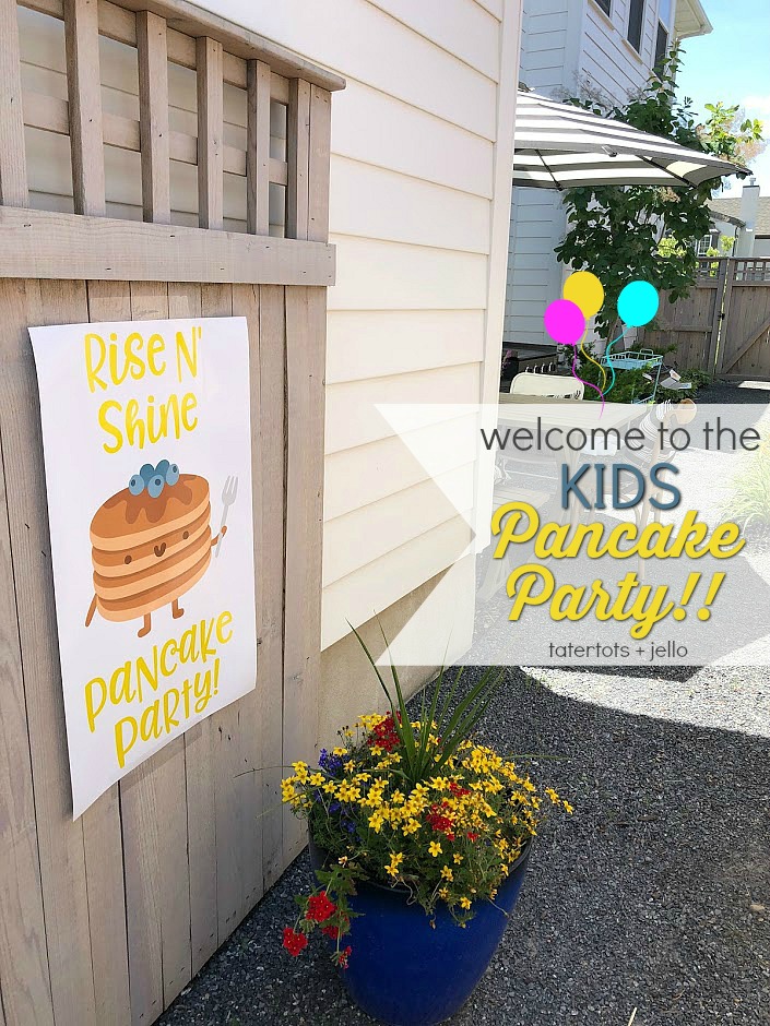 Celebrate summer with a Kids Pancake Party! Grill pancakes outside, create a pancake topping station and grab the free Pancake invitations, banner, poster printables! Everything you need for the ULTIMATE summer party! 