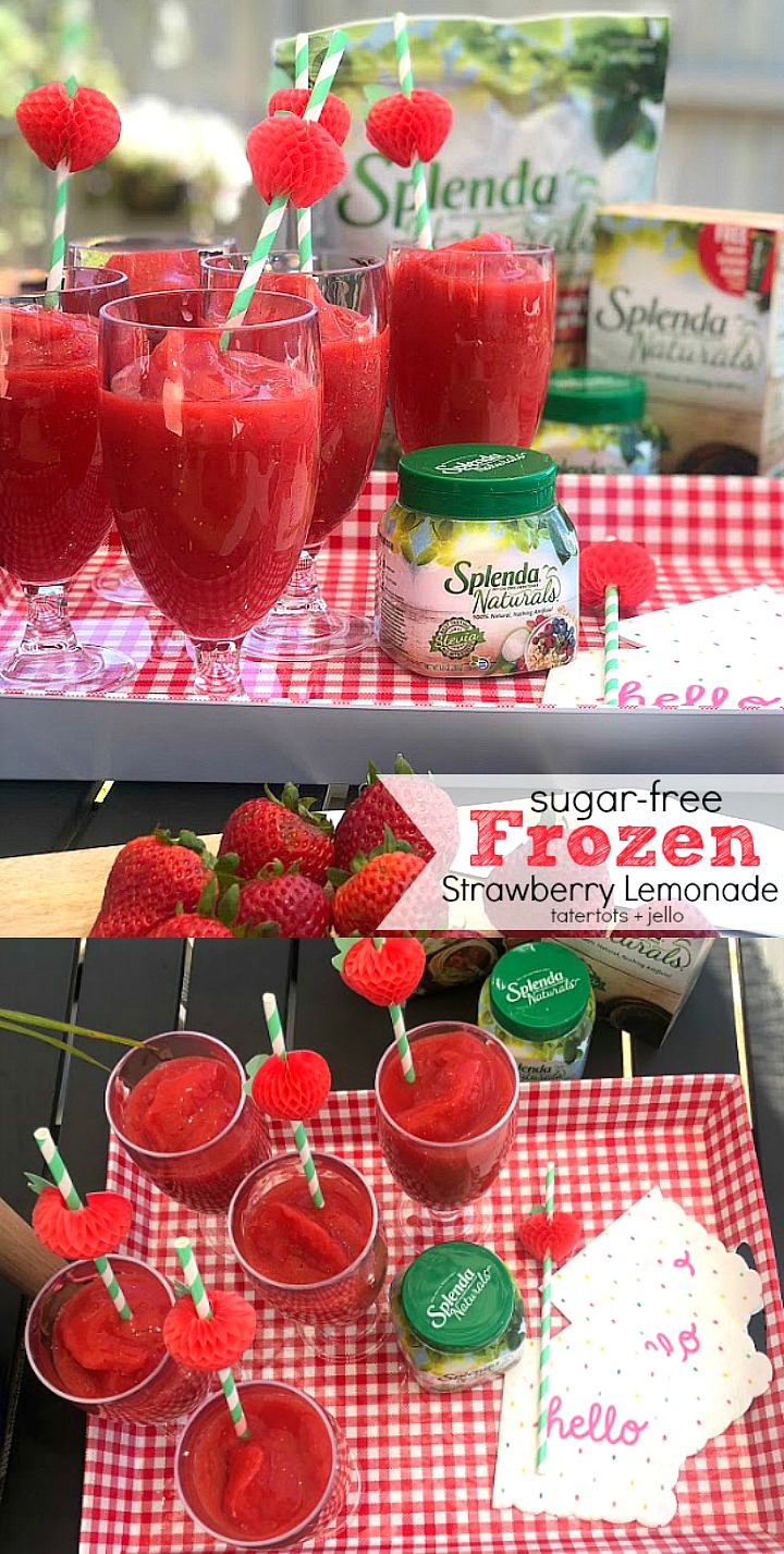 FOUR ingredient Sugar-free Frozen Strawberry Lemonade recipe