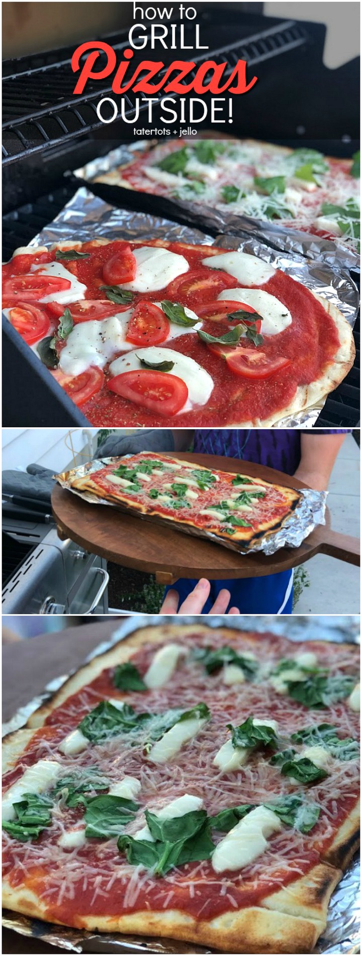 How to grill pizzas outside. Grill pizzas outside this summer with your family! Tips and tricks to creating the perfect personal grilled pizzas.  