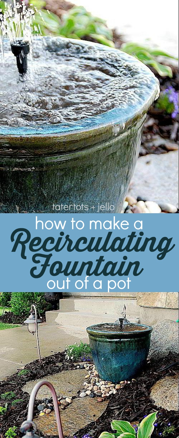 Create a soothing fountain for your yard with just a few simple items from the hardware store. Make a soothing recirculating fountain for your home this summer!  