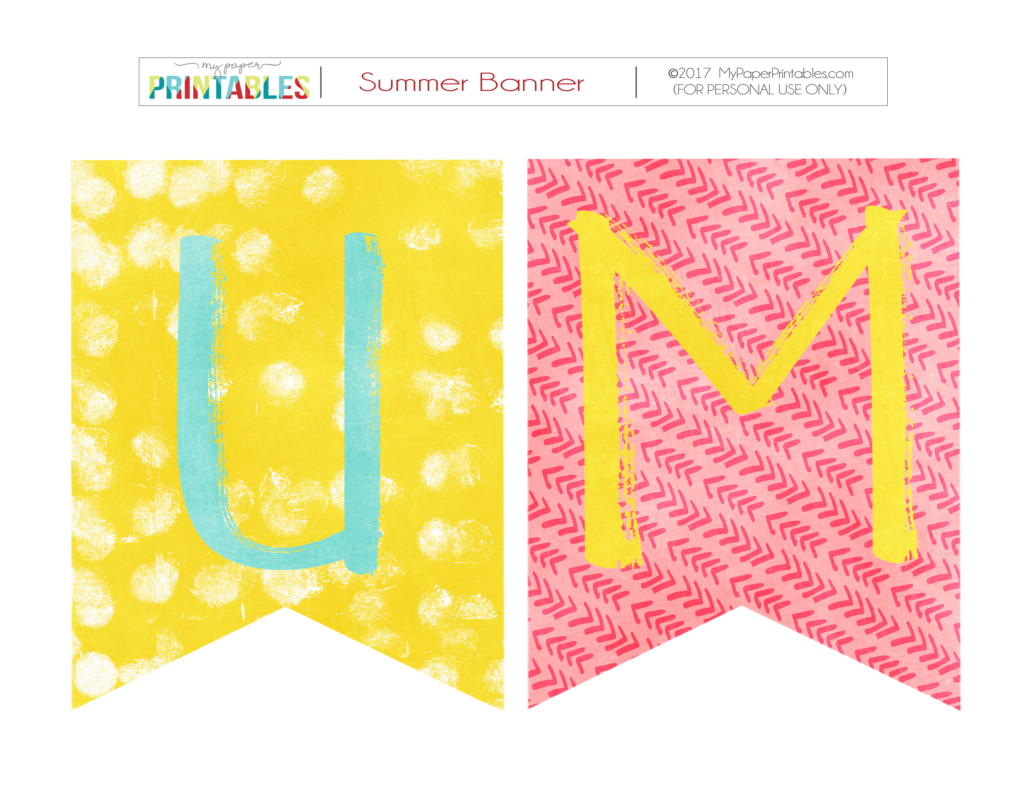 Hello Summer Free Printable Sign, Pennants and More! Free Summer