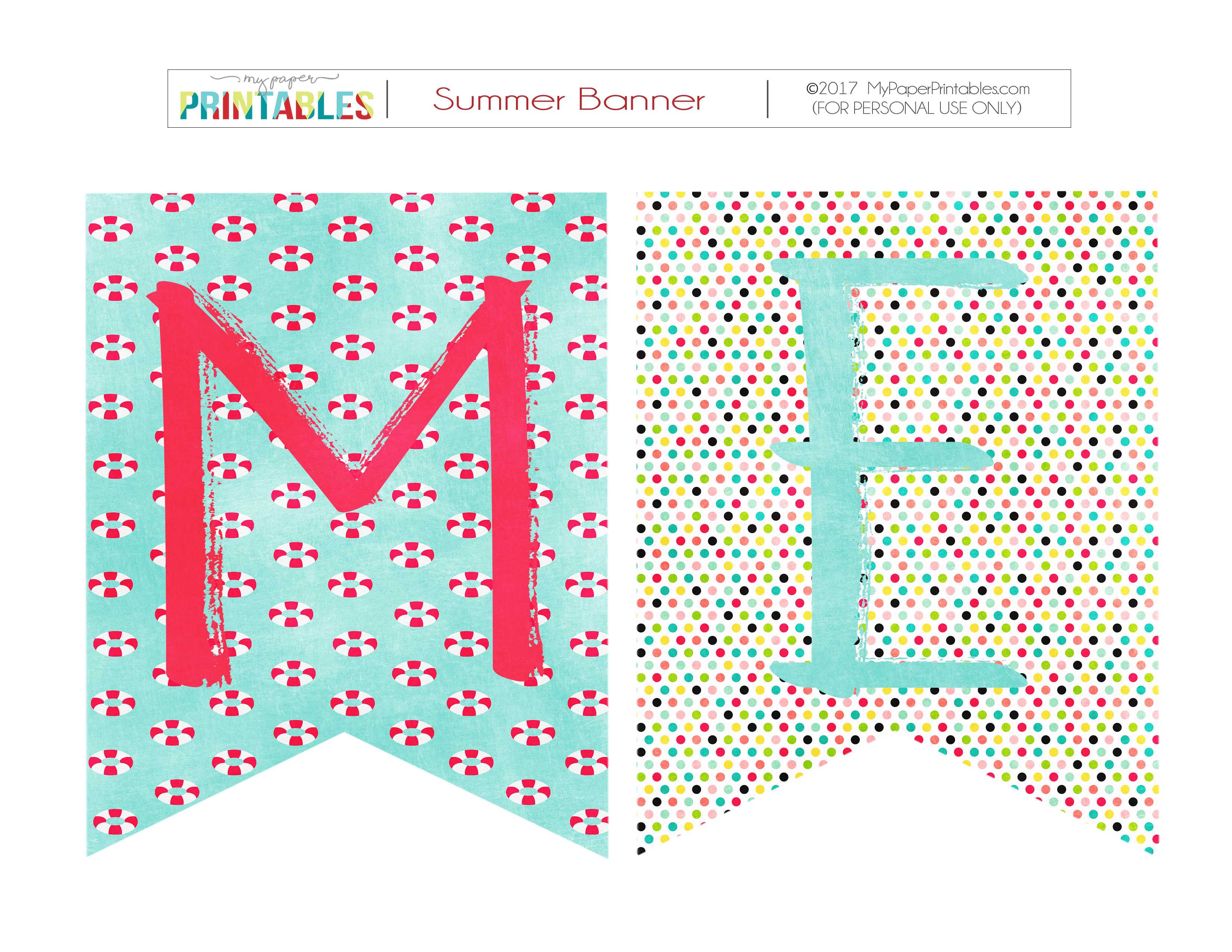 Summer Free Printable Pennants with Patterns 