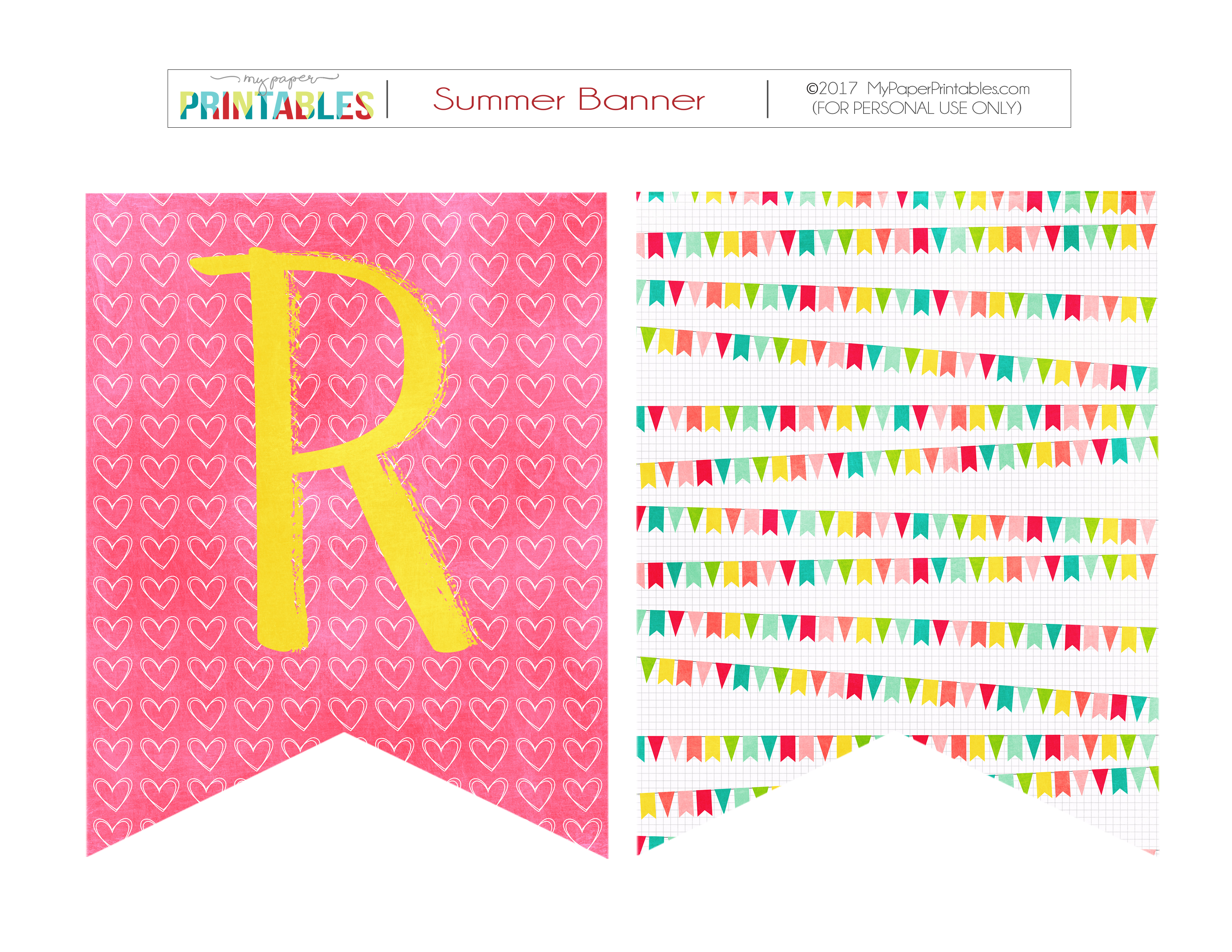 Summer Free Printable Pennants with Patterns 