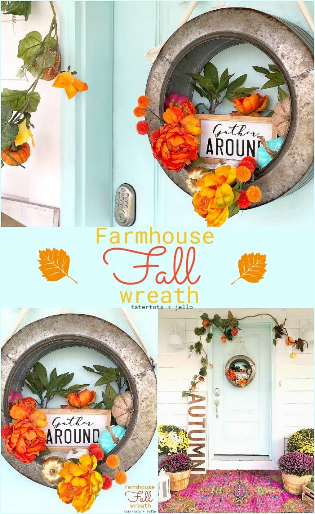 Celebrate the Fall season with a metal farmhouse "Gather" wreath. Hang your wreath on your door or inside and enjoy it through Thanksgiving!