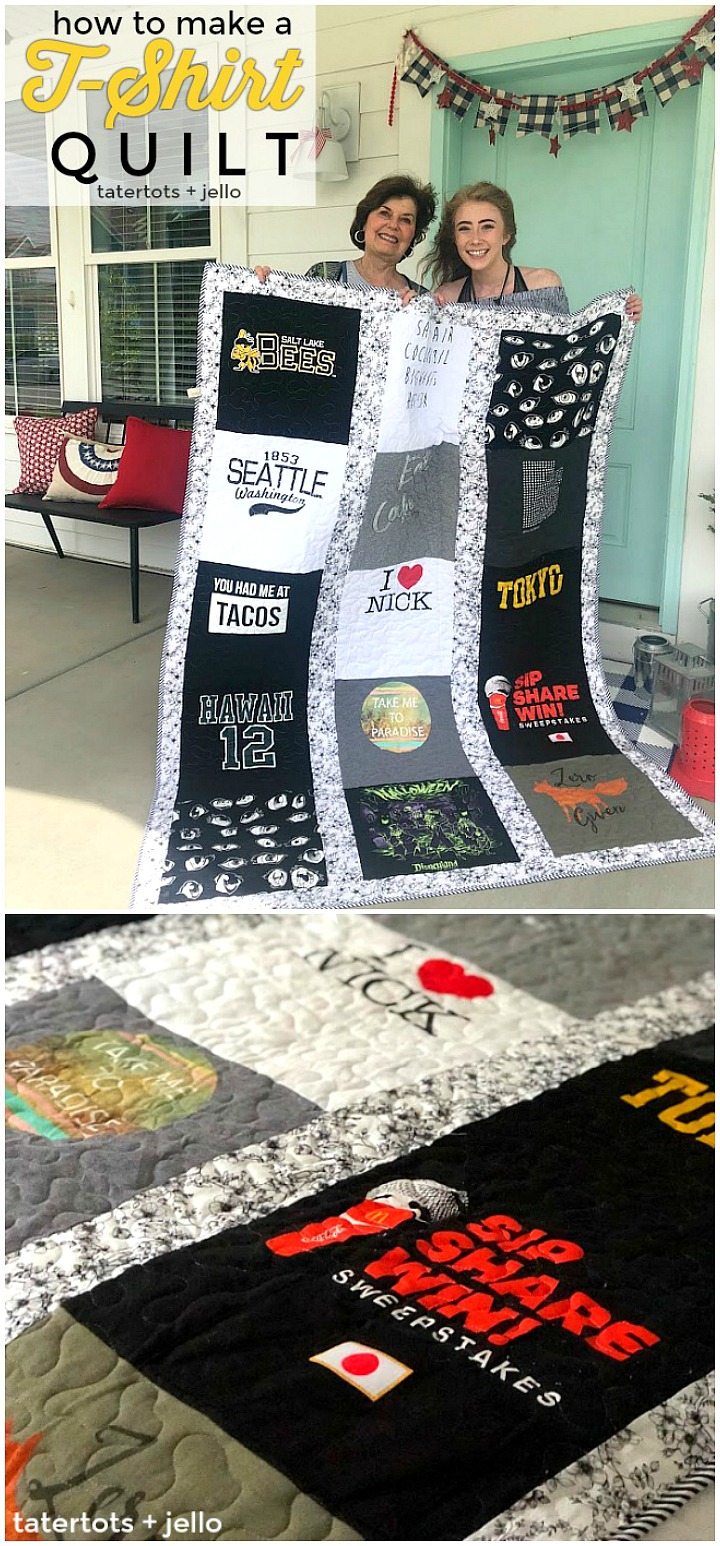Take treasured t-shirts and supplement them with thrifted shirts with meaningful places, logos or sayings for a quilt that will be treasured always. It is a fun craft to make with a teen or tween or give as a gift!