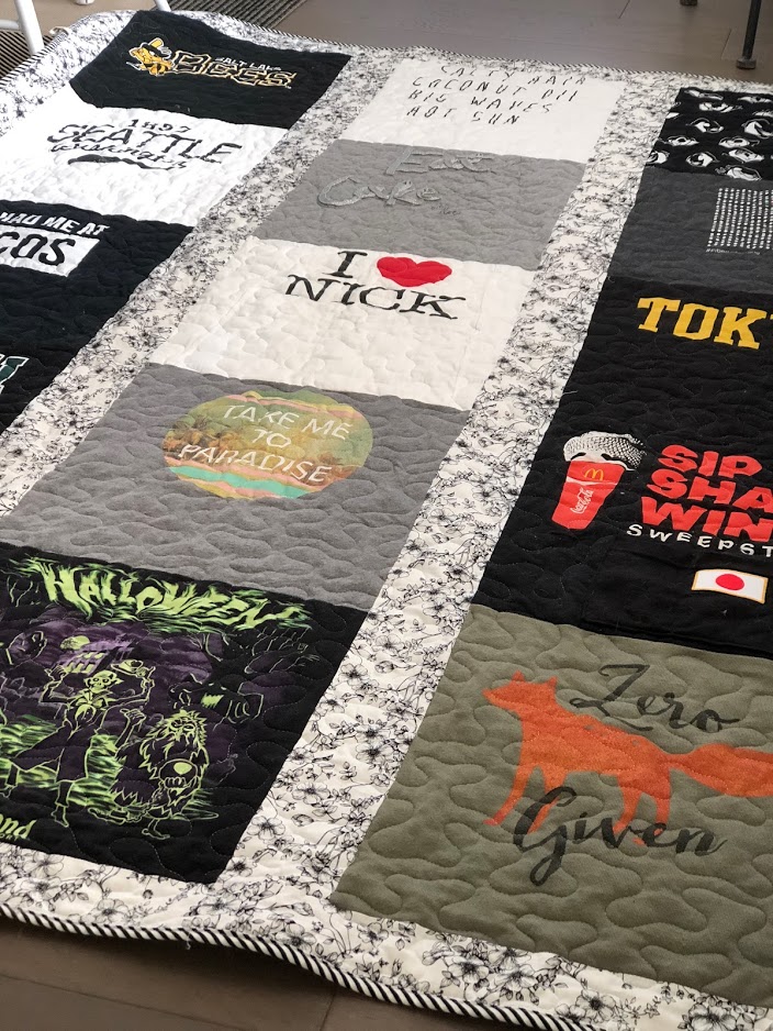 How to Make a T-Shirt Quilt. Take treasured t-shirts and supplement them with thrifted shirts with meaningful places, logos or sayings for a quilt that will be treasured always. It is a fun craft to make with a teen or tween or give as a gift!