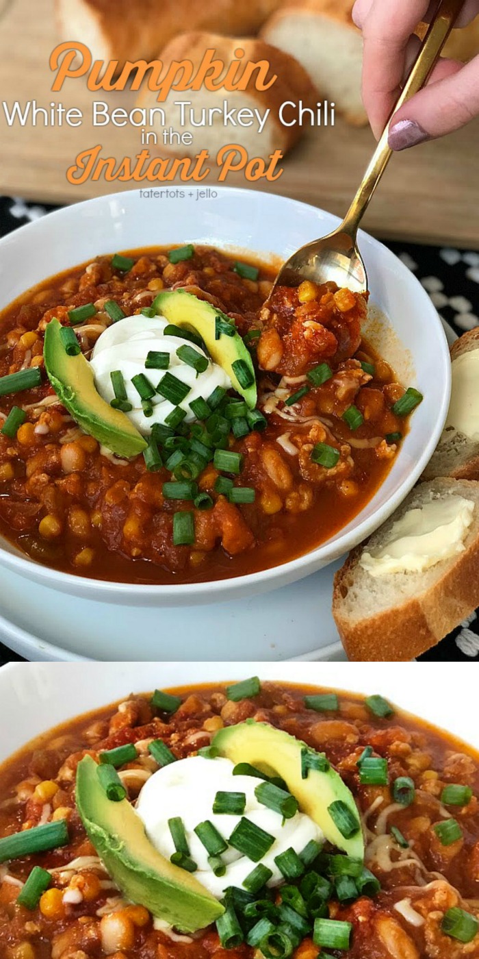 Pumpkin White Bean Turkey Chili is the perfect Fall meal. Based on an award winning pumpkin chili that I've made for years, but faster in the Instant Pot!