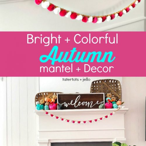 Bright and Colorful Mantel and Decor Ideas for Fall! Make PINK a focal point in your Autumn decor! Bright colors are fun for fall and can add some brightness to your everyday decor! 