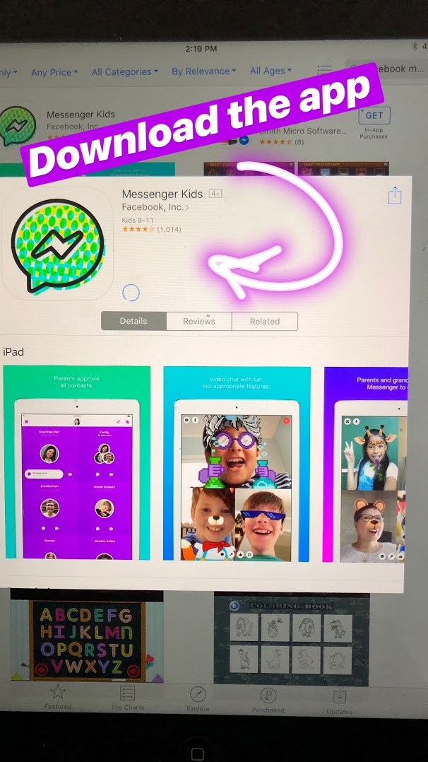 Facebook Messenger for kids is a free calling and messaging app designed for kids. Kids only connect with parent-approved contacts which creates a safe environment and fun extras like interactive masks, sound effects and stickers make if fun for kids to call or send messages to loved ones.