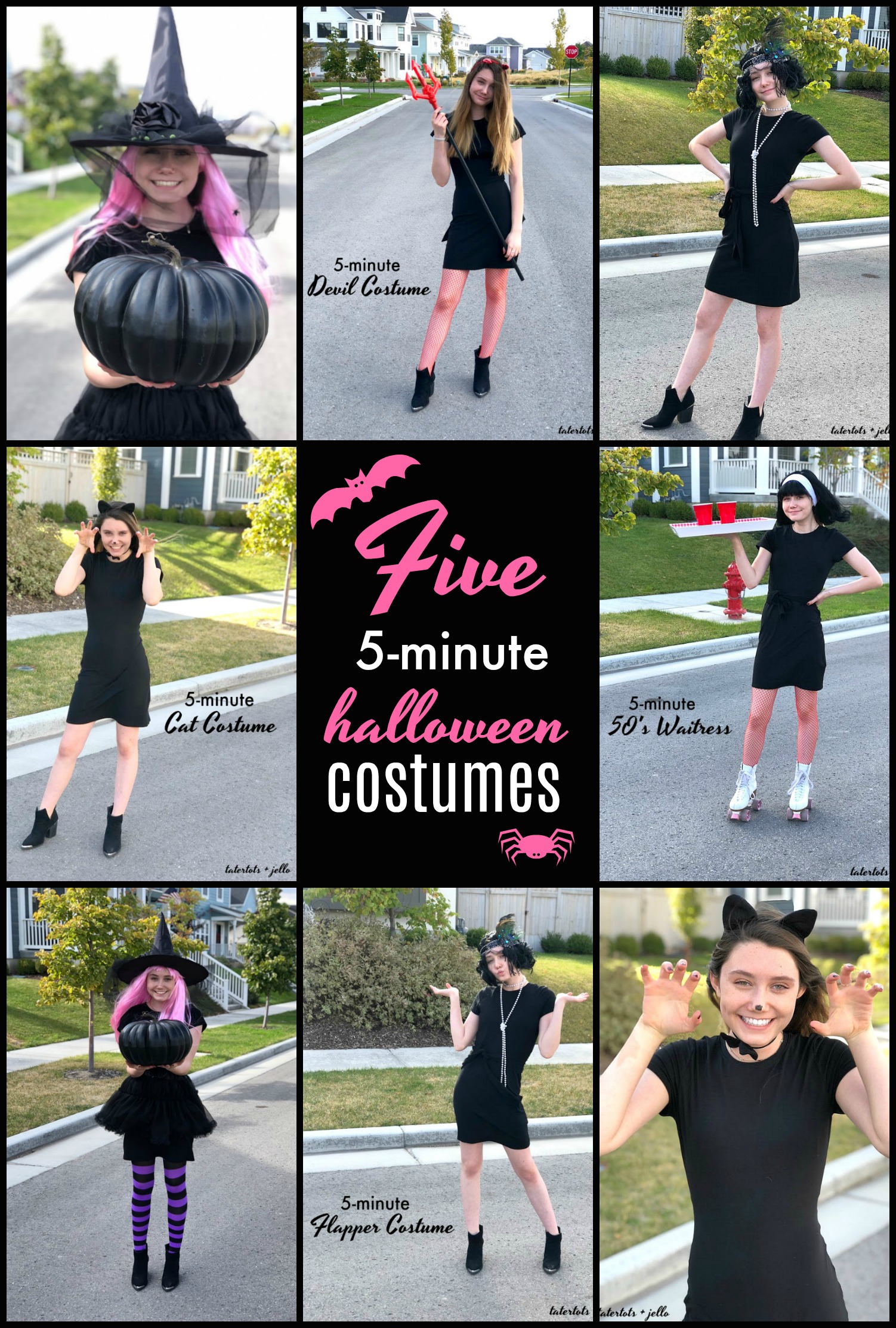 FIVE 5-Minute Simple Halloween Costumes with 1 Little Black Dress! Take a thrifted dress and add simple accessories from Savers Thrift to create easy Halloween costumes this year! 