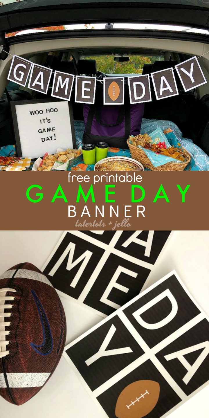 Free Printable Game Day Football Banner. Print off this cute football banner and hang it to celebrate any sport! It's the perfect, easy way to decorate! 