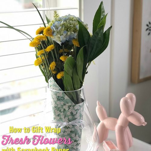 How to Gift Wrap Fresh Flowers with Scrapbook Paper! Give the gift of fresh flowers and wrap them in beautiful paper and ribbon for a gift everyone will love! 