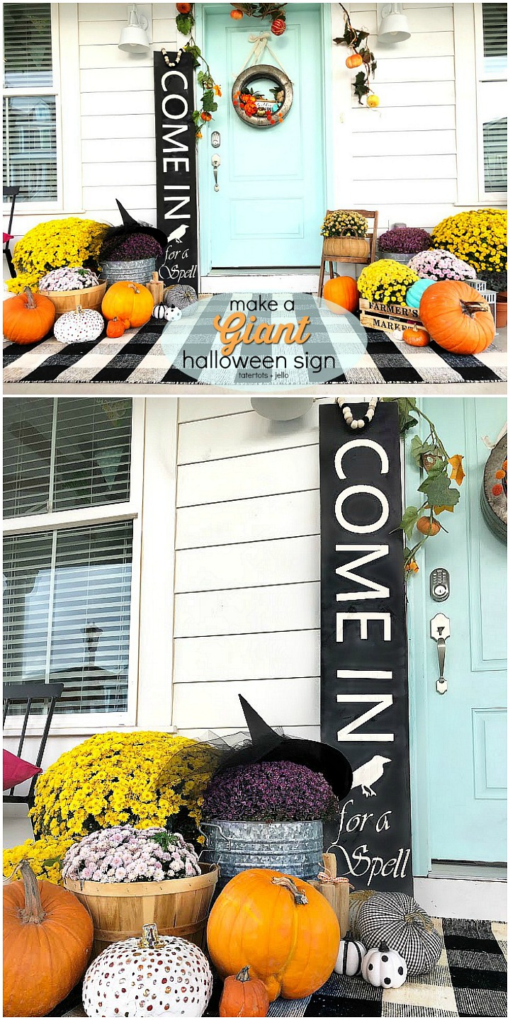 Make a giant sign for Halloween! It's easy and inexpensive to do!