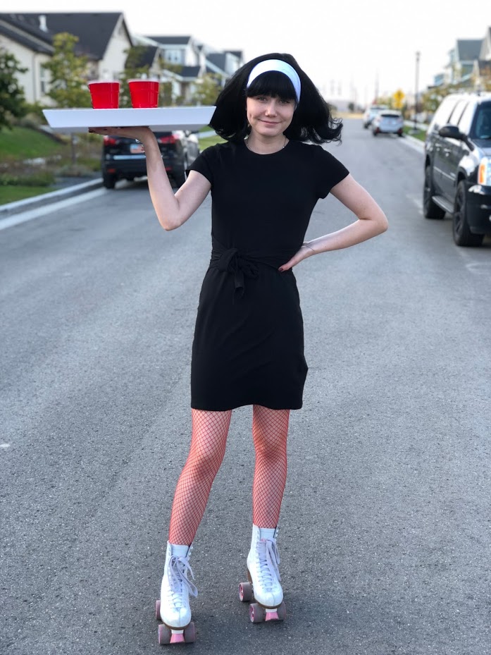 FIVE 5-Minute Simple Halloween Costumes with 1 Little Black Dress! Take a thrifted dress and add simple accessories from Savers Thrift to create easy Halloween costumes this year! 