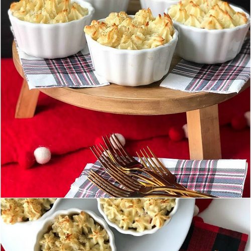 How to make the BEST mini shepherd's pies. Shepherd's Pies are the perfect fall and winter food. Layers of savory meat, veggies and sauce are topped with peaks of creamy mashed potatoes. Make them in individual bowls for a beautiful presentation. 