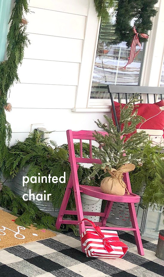 Joy to the World Holiday Porch. Bright colors, a GIANT Joy sign, Snowball Wreath and hand-painted rug create a happy welcome for family and friends with holiday season! 