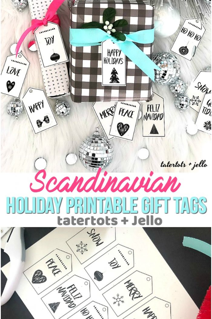 10 Scandinavian-Style Black and White Holiday Printable Tags