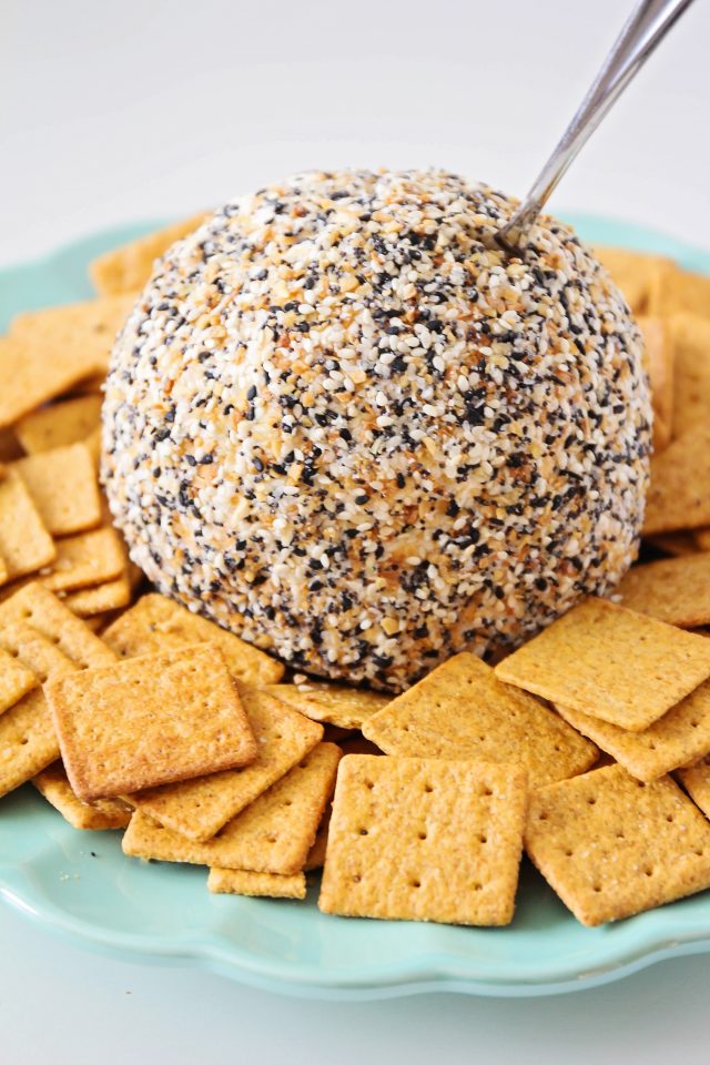 Everything Bagel Seasoning Cheese Ball perfect for the holidays!
