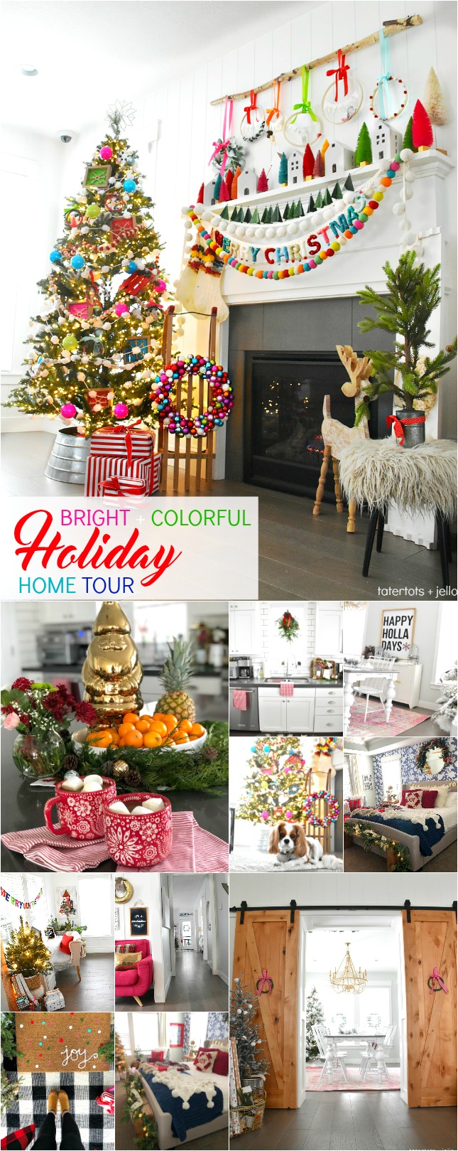 Bright and Colorful Holiday Home Tour. Easy ways to celebrate the holidays with color. Simple DIY ideas you can make to bring the spirit of Christmas into your home this holiday season!