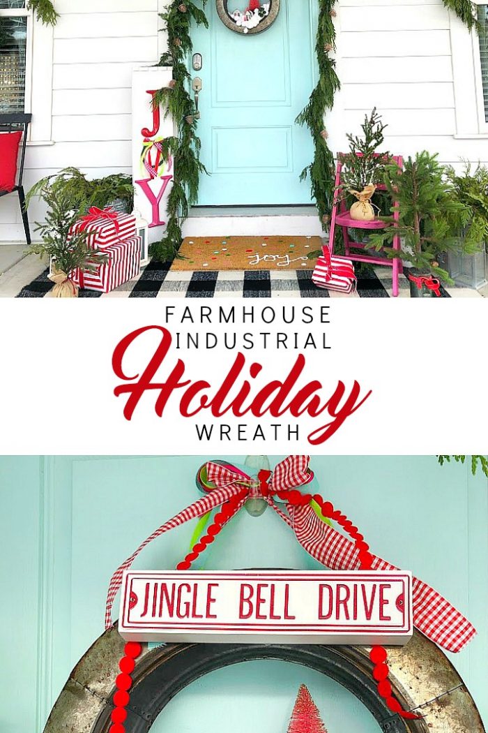 Farmhouse Industrial Holiday Snowball Wreath