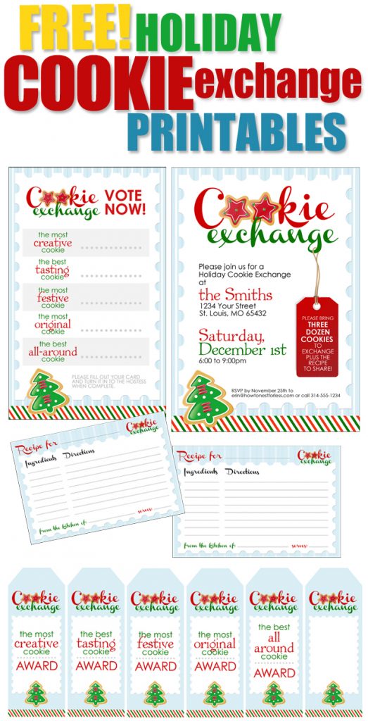 free holiday cookie xchange printables