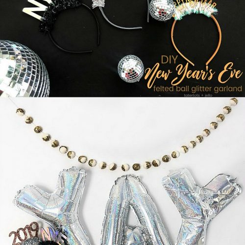 Make a New Year's Eve Glitter Felted Ball Garland. Create a festive glitter garland to ring in the New Year! It's an easy DIY idea! 