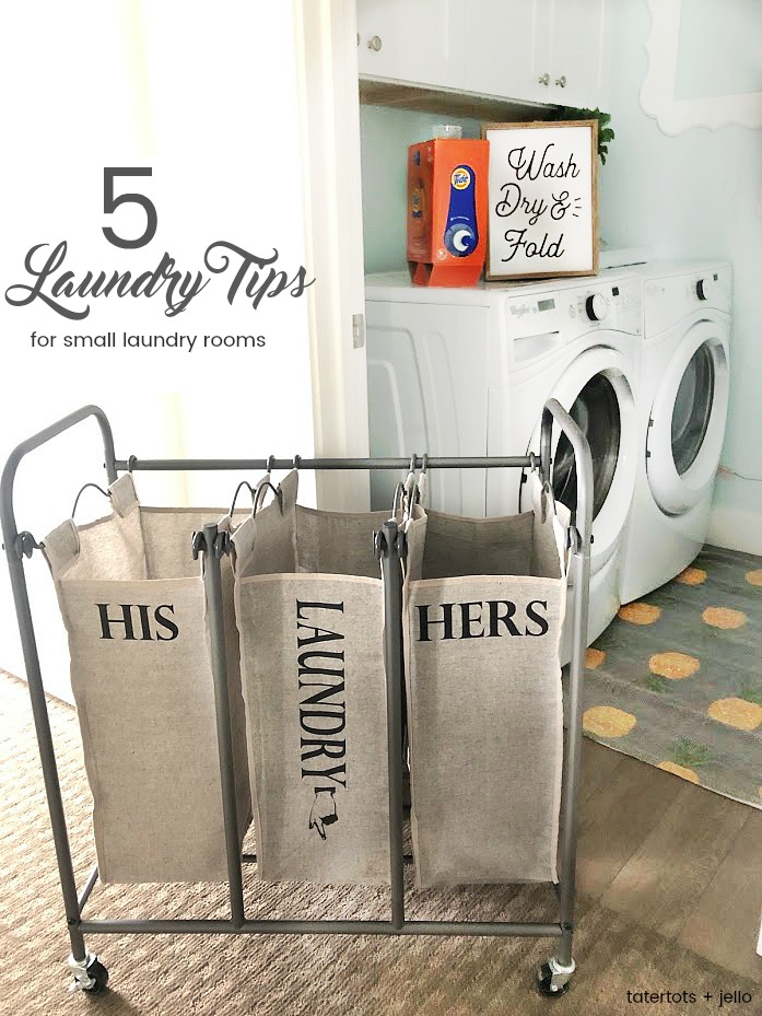 5 Laundry Tips for Small Laundry Rooms and a Free Laundry Schedule Printable! Laundry hacks to help you save time.
