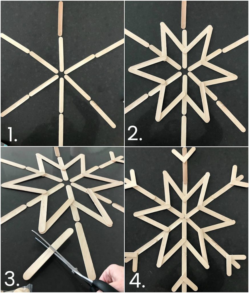 How to Make an Easy Popsicle Snowflake Wreath. Grab your kids and make giant snowflakes. It's so easy and the perfect way to decorate for Winter!