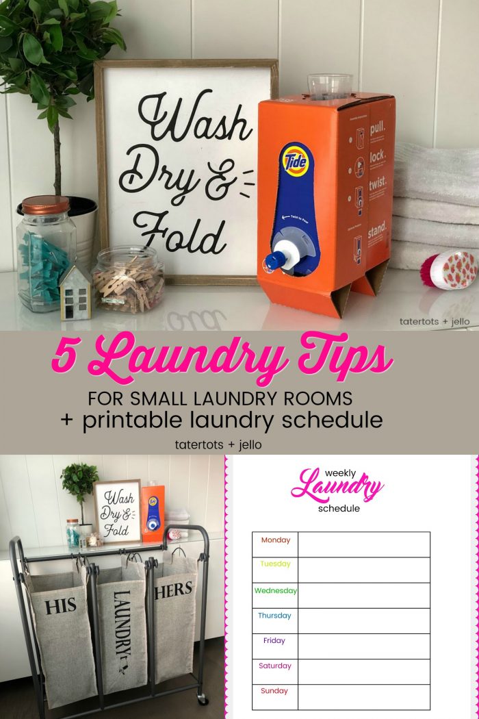 5 Laundry Tips for Small Laundry Rooms and a Free Laundry Schedule Printable!