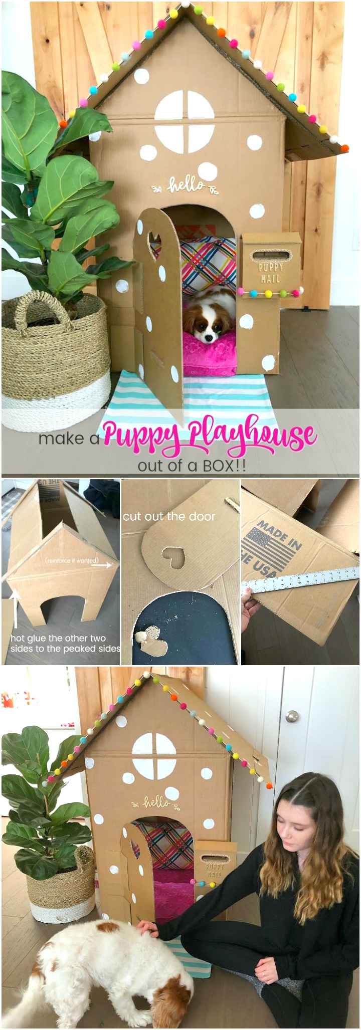 Make an Adorable DIY Dog Playhouse Out of a Box! Use your imagination and create a sweet playhouse for your dog with a cardboard box! 