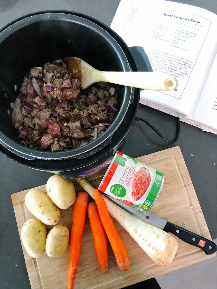 Mom's Famous Beef Stew in the Instant Pot. My mom made a beef stew that was full of savory veggies and tender meat. I've taken her recipe and converted it for our Instant Pot. Instead of taking 3 hours, you can have Mom's Famous Beef Stew in 35 minutes! 
