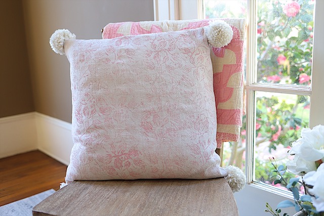 DIY Painted Fabric Pillow at My 100 Year Old Home 