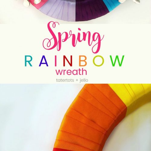 Make a Colorful Rainbow Wreath for Spring with templates! Brighten up your home with a bright ribbon rainbow wreath. It's easy to make with free templates to create the clouds and raindrops and a wreath you will enjoy for years to come! 
