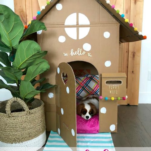 make a dog playhouse out of a box. all the instructions