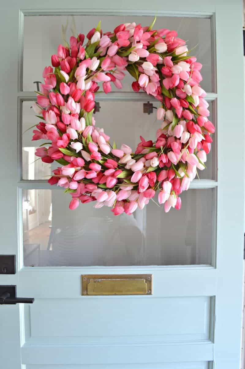 pink tulip spring wreath