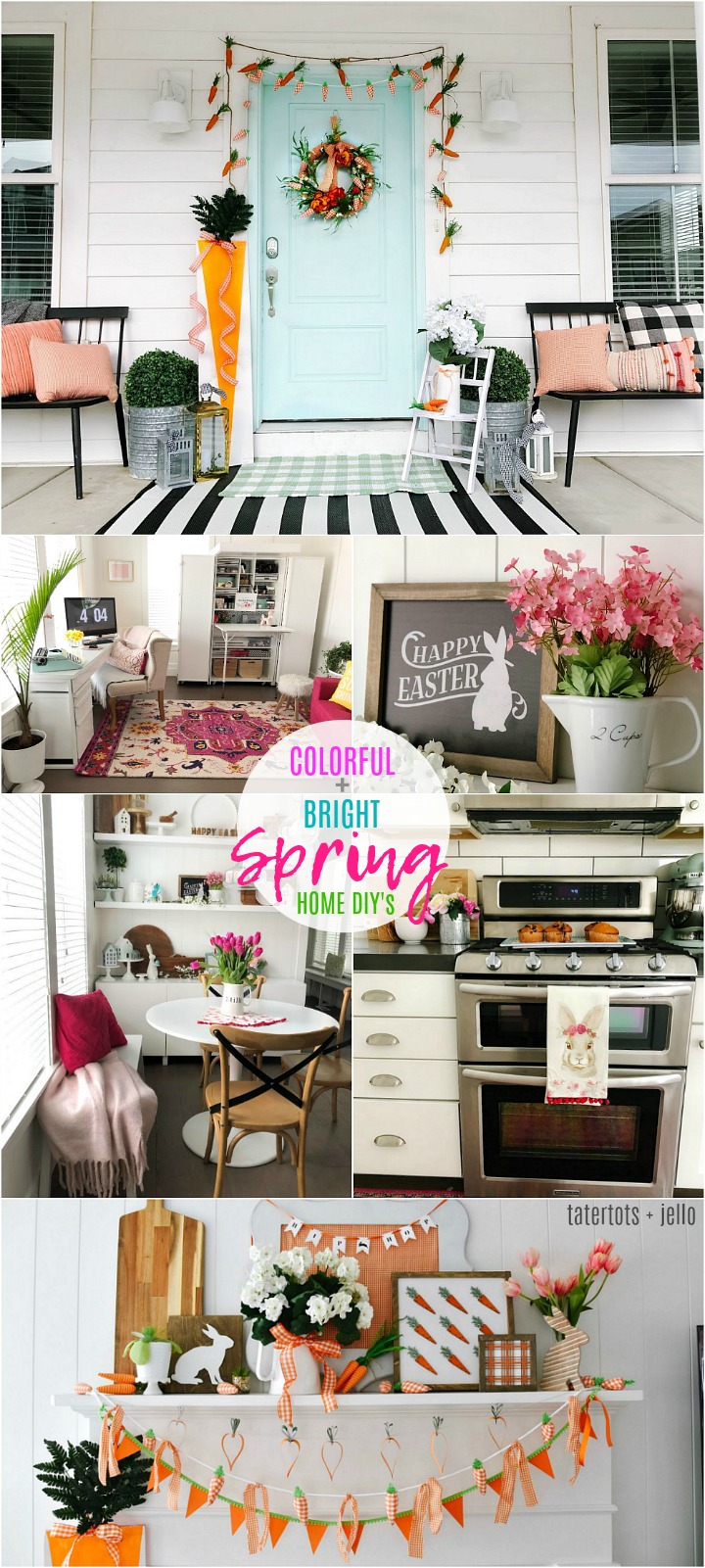 Colorful and Bright Spring Home Tour. Easy and inexpensive DIY ideas to bring COLOR into your home this Spring. 