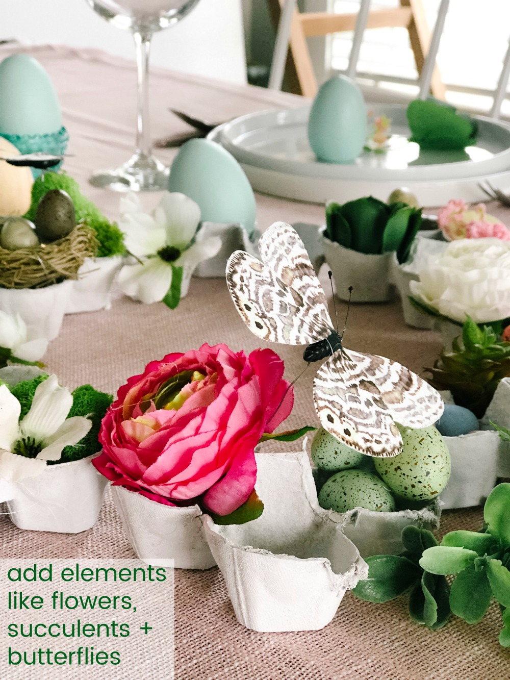 Egg Carton Spring Succulent and Flower Wreath Centerpiece. Don't throw your old egg cartons out, upcycle them into a beautiful Spring wreath centerpiece!