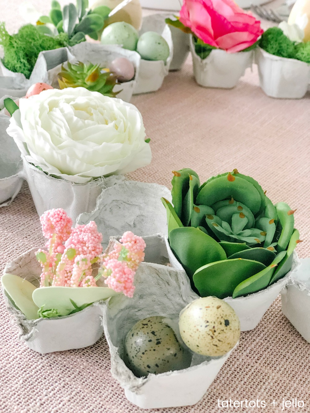 Egg Carton Spring Succulent and Flower Wreath Centerpiece. Don't throw your old egg cartons out, upcycle them into a beautiful Spring wreath centerpiece!