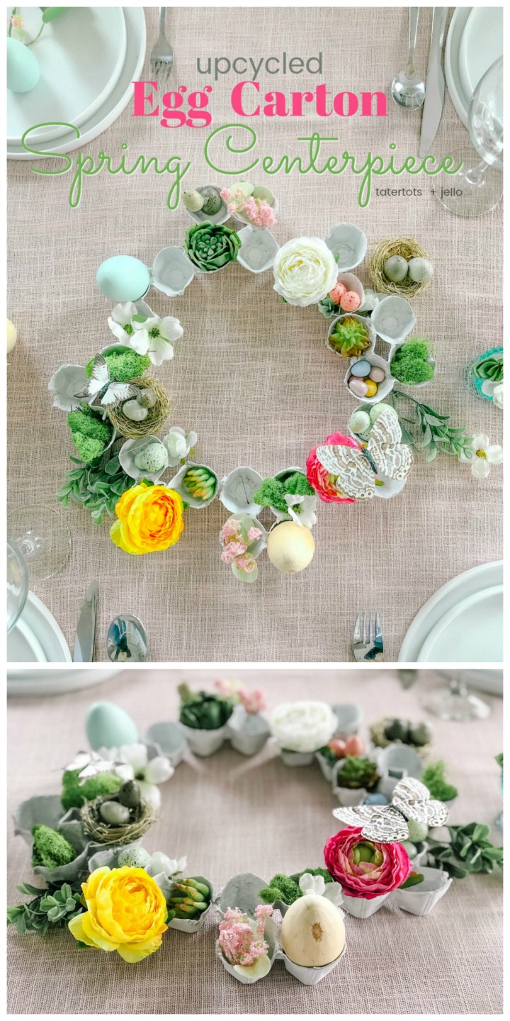 how to make an egg carton wreath for spring centerpiece