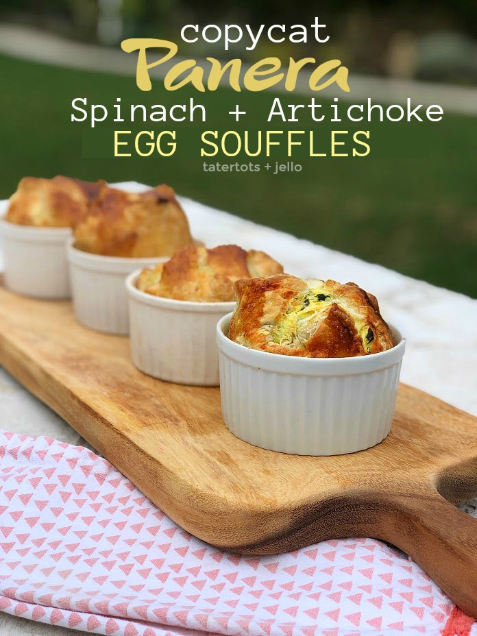 Copycat Panera Spinach and Artichoke Egg Souffles. Fluffy eggs in a delicious spinach artichoke batter baked in layers of light layers of crust will impress weekend guests and the best part is they are SO easy to make! 