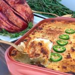 Jalapeno Popper Casserole combines fluffy mashed potatoes, sauteed jalapenos and green onions, with a blend of cream cheese and mozzarella. A coating of garlic bread crumbs on top gives the casserole a delightful crunchy topping.