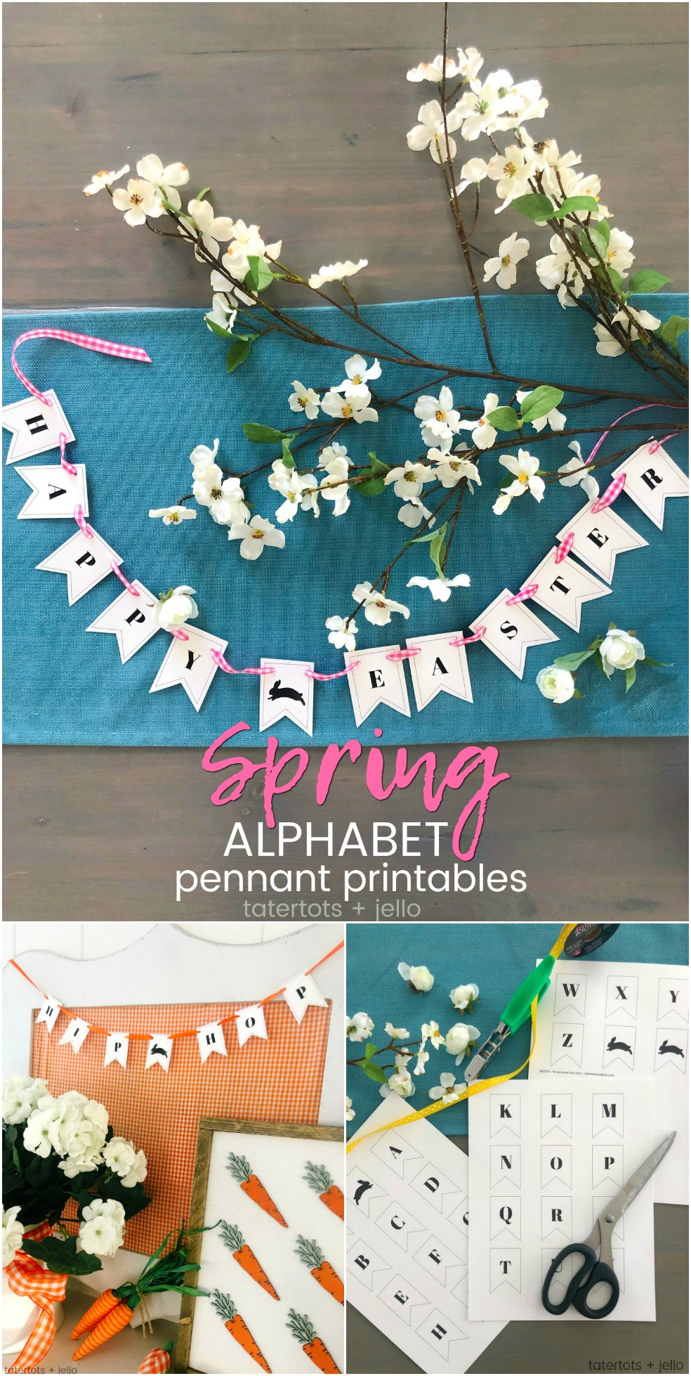 spring alphabet flag pennant banner printables