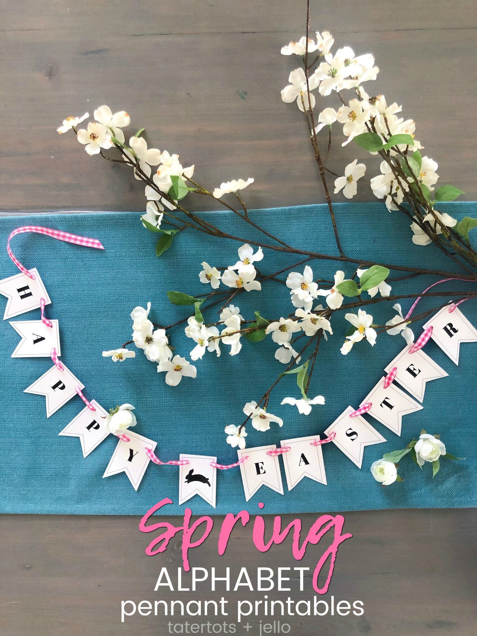 Spring Printable -- Bunny Alphabet Pennant Banner! Spell out anything you want with this modern flag pennant banner. Add the bunny pennants to customize your saying for Spring! 
