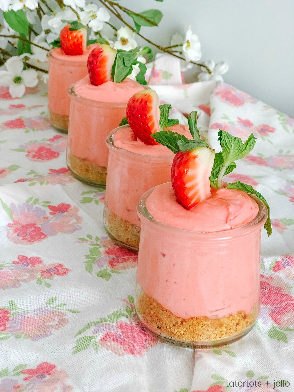 Fluffy Strawberry Cheecake Mousse Dessert + 3 more Spring Desserts!
