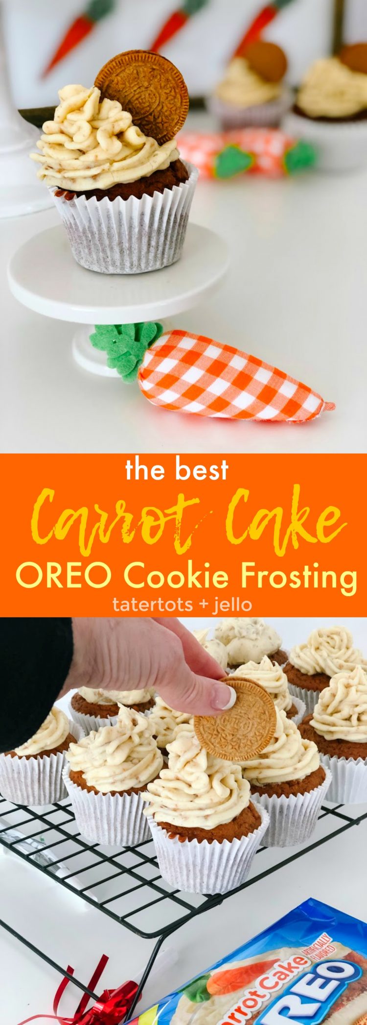 Carrot Cake OREO Buttercream Frosting Recipe. The best buttercream frosting recipe PLUS crushed up Carrot Cake OREO cookies will make your carrot cake cupcakes INSANELY good! 